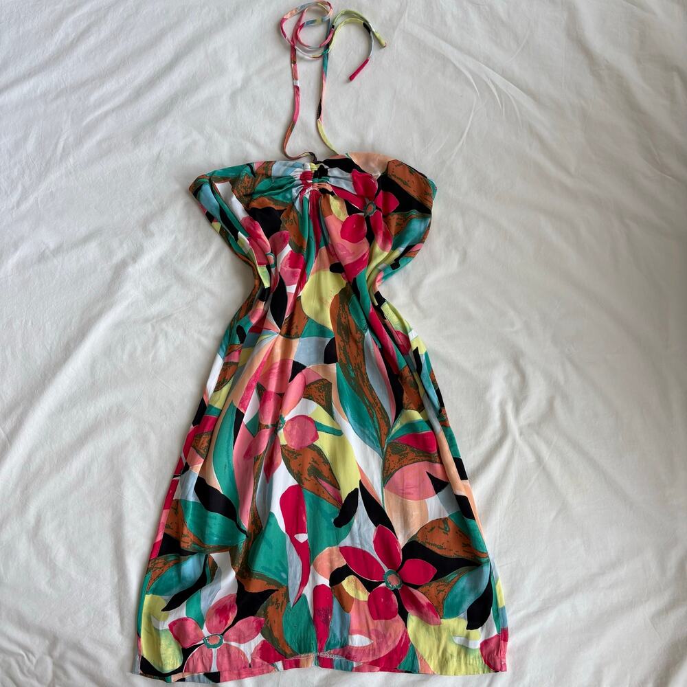 Y2K Forever 21 Tropical Halter Mini Dress